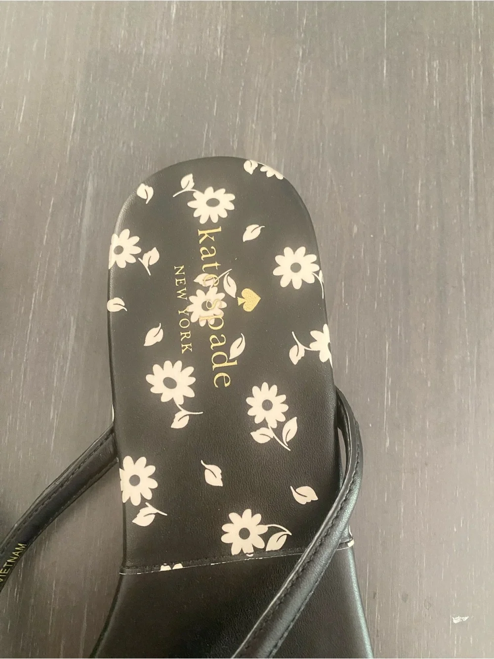kate spade Black Floral Logo Flip Flop Sandals